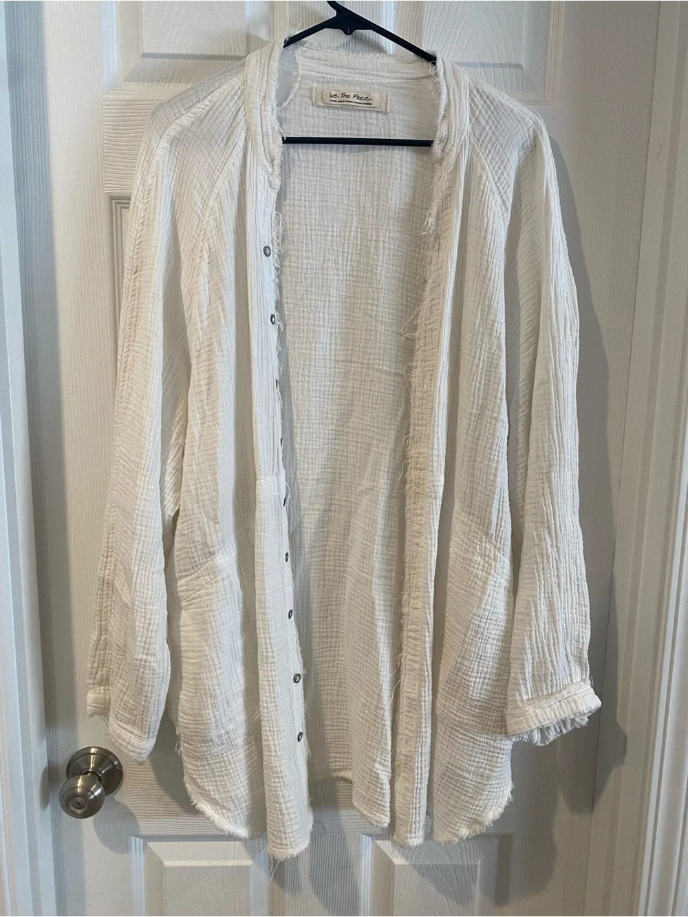 Free People White Gauze Button-Down Shirt